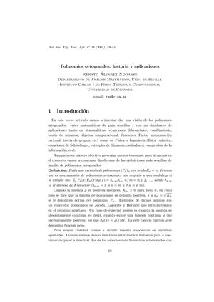 HISTORIA DE LOS POLINOMIOS ORTOGONALES