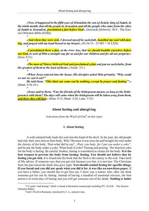 The Word of God about fasting and almsgiving