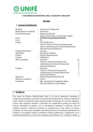 Sílabo Práctica Preprofesional Final Ii 2022 I Docx