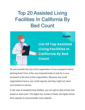 Top 20 Assisted Living Facilities In California By Bed Count