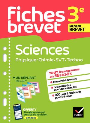 Fiches brevet Sciences 3e - Physique-Chimie, SVT, Technologie Brevet 2024