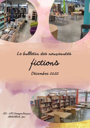 Bulletin Des Nouveautés Fictions Décembre 2022