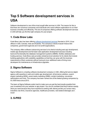 Top 5 Software Development Services In Usa