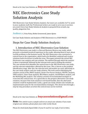Calaméo - NEC Electronics Case Study Solution Analysis