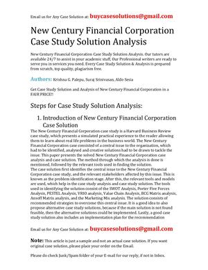 New Century Financial Corporation Case Study Solution Analysis