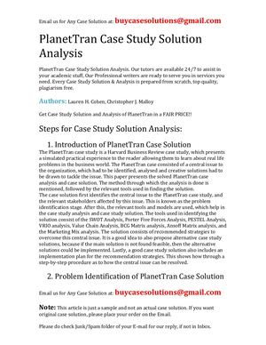 PlanetTran Case Study Solution Analysis