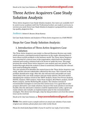 Three Active Acquirers Case Study Solution Analysis