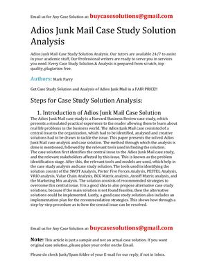 Adios Junk Mail Case Study Solution Analysis