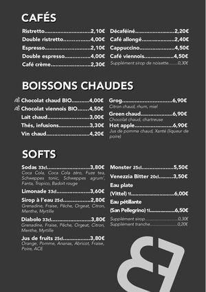 BOUJ Carte des boissons