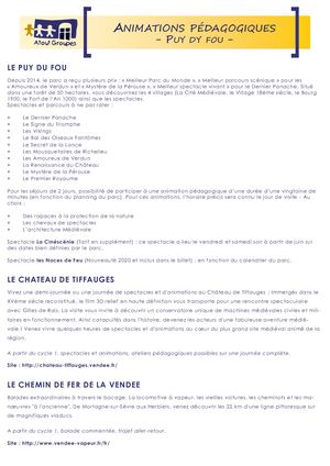 Animations Pedagogiques Puy Du Fou