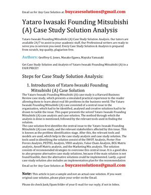 Yataro Iwasaki Founding Mitsubishi (A) Case Study Solution Analysis