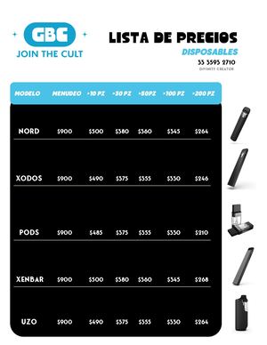 Lista De Precios Vapes Gbc