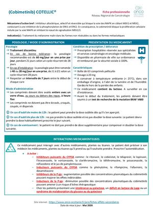 COTELLIC Cobimetinib Fiche Professionnelle
