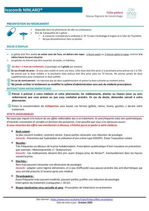 NINLARO Fiche Patient