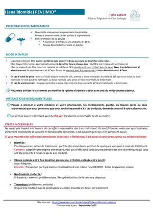 REVLIMID Lenalidomide Fiche Patient VF