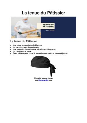 Comment s'appelle la tenue du boulanger ?