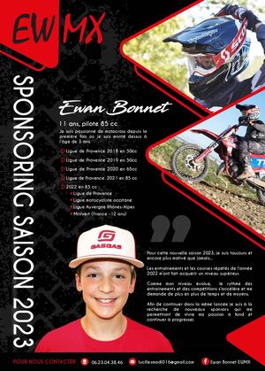 Plaquette Sponsoring - Ewan Bonnet - Motocross
