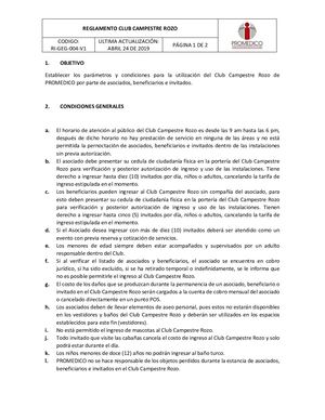 REGLAMENTO CLUB CAMPESTRE ROZO