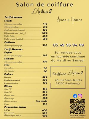 Tarif L'Antre 2