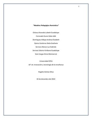 Modelo Pedagógico Romántico