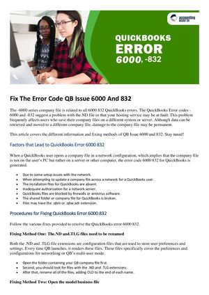 Error Code 6000 Calaméo - Powerful Techniques to Fix the QuickBooks Error 6000 and 832