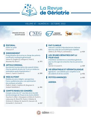 Revue De Geriatrie Volume 47 Numero8