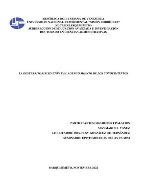 La Desterritorialización Y El Agenciamiento De Los Conocimientos