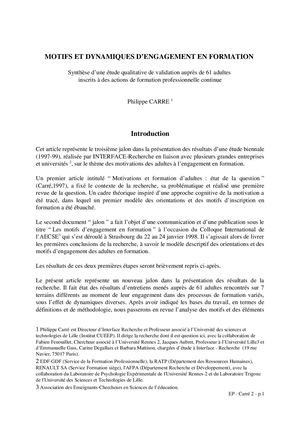 Motifs et dynamiques d'engagement