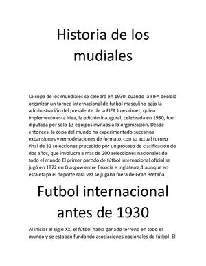 Historia De Los Mudiales