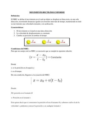 Movimiento Rectilinio Uniforme