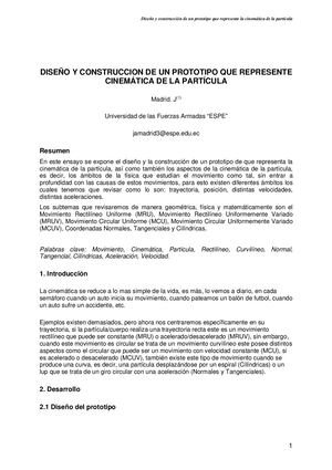 Ensayo De Diseño Y Construccion De Un Prototipo Que Represente La Cinematica