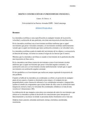 ENSAYO Diseño Y Construcción De Un Prototipo De Cinemática