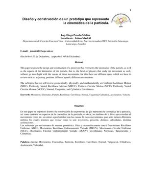 Paper Diseño Y Construccion De Un Prototipo Que Demuestre La Cinematica De La Particula