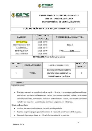 Informe Diseño Y Construcción De Un Prototipo Que Represente La Cinemática De La Partícula