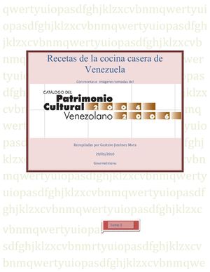 01. Recetas De La Cocina Casera De Venezuela Autor Gustavo Jiménez Mora