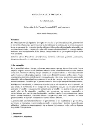 Ensayo sobre la Cinemática De La Partícula