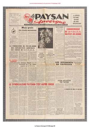 Le Paysan D Auvergne 02 1965 N 508