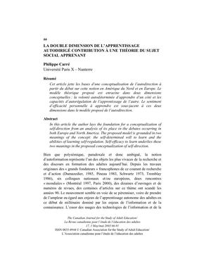 La double dimension de l'autodirection