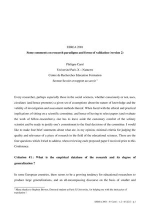 Research Paradigms And Validation