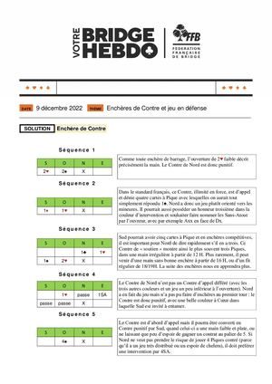 41. Solution Votre Bridge Hebdo Avancé 9 12 2022