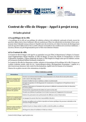 Appel À Projets Contrat De Ville Dieppe 2023