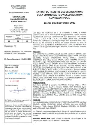 CC 2022 206 - SPL Hydropolis - Adhésion Au Pacte D'actionnaires