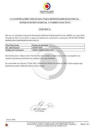 Certificado de antecedentes fiscales (Contraloría)