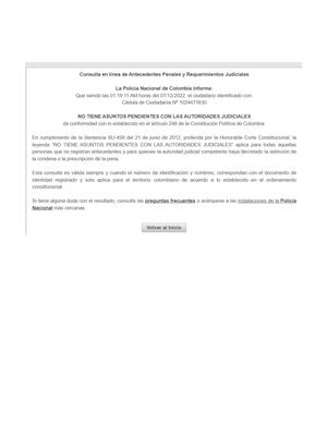 Certificado De Antecedentes Judiciales (Policía )