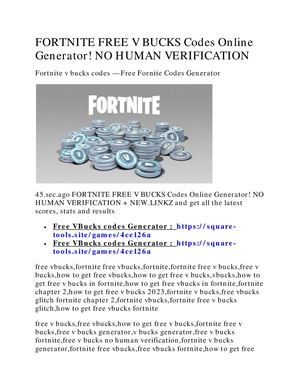 FORTNITE FREE V BUCKS Codes Online Generator! NO HUMAN VERIFICATION