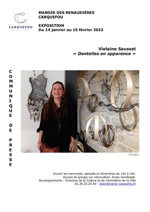 "Dentelles en apparence" Violaine Sausset. Communiqué de presse