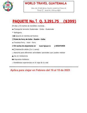 Paquetes World Travel Guatemala Febrero