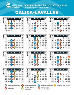 Calendrier des collectes 2023 • Calixa-Lavallée