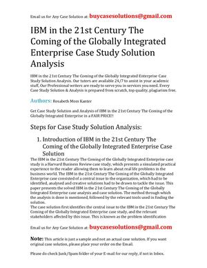 IBM In The 21st Century The Coming Of The Globally Integrated Enterprise Case Study Solution Analysis