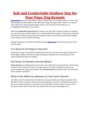 Safe And Comfortable Outdoor Stay For Your Pups